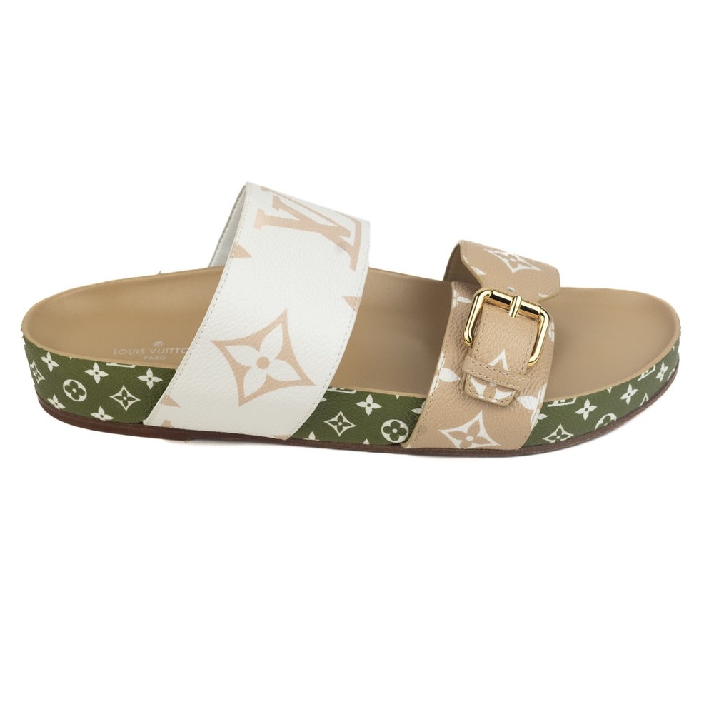 Louis Vuitton D U P E Sandals - White, Tan, and Green